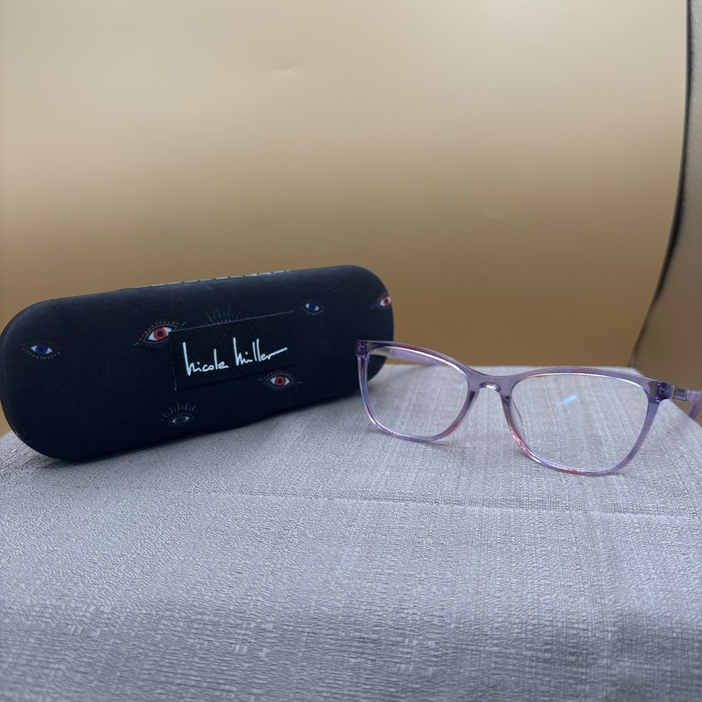 Nicole Miller Indra Eyeglass Frames Girls 48-15-125 Purple Pink Gradient w Case